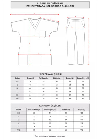Erkek Bordo Likralı Kalın Scrubs Doktor Forması Takımı