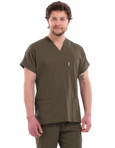 Erkek Haki Likralı Kalın Scrubs Doktor Forması Takımı