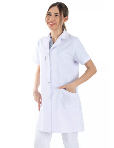 Kadın Spor Yaka Kısa Kol Beyaz Doktor Önlüğü 2