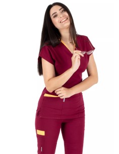 Twin Flex Bordo Likralı Hemşire Forması 2