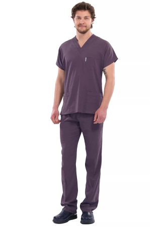 Erkek Mürdüm Likralı İnce Scrubs Doktor Forması Takımı