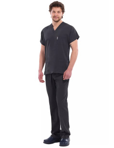Erkek Antrasit Likralı İnce Scrubs Doktor Forması Takımı 2