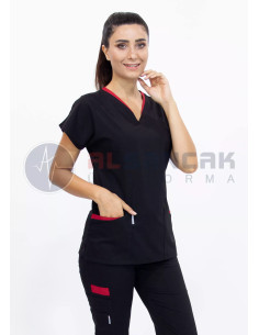 Twin Flex Siyah Likralı Hemşire Forması