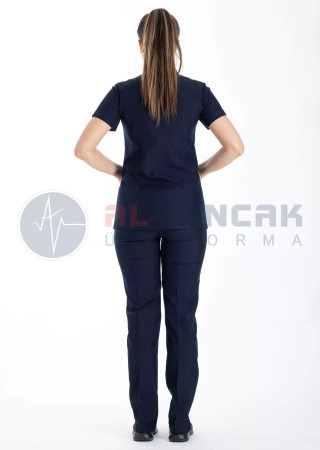 Luxe Flex Lacivert Likralı Hemşire ve Doktor Forması Takımı