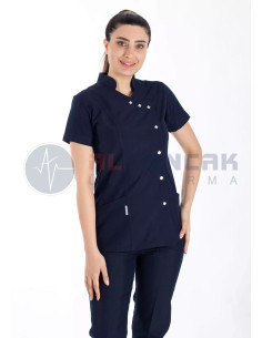 Luxe Flex Lacivert Likralı Hemşire ve Doktor Forması Takımı 2