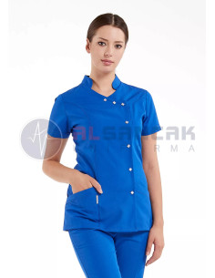 Luxe Flex Saks Mavi Likralı Hemşire ve Doktor Forması Takımı 2