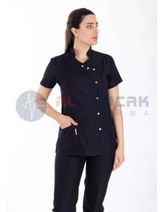 Luxe Flex Siyah Likralı Hemşire ve Doktor Forması Takımı 2
