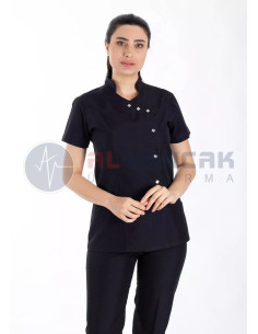 Luxe Flex Siyah Likralı Hemşire ve Doktor Forması Takımı