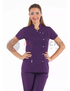 Luxe Flex Koyu Mor Likralı Hemşire ve Doktor Forması Takımı