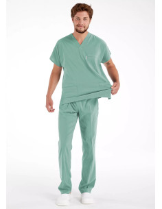 Erkek Çağla Yeşili Likralı İnce Scrubs Doktor Forması Takımı 2