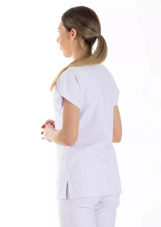 Beyaz Likralı İnce Scrubs Flex Doktor Hemşire Forması Üstü