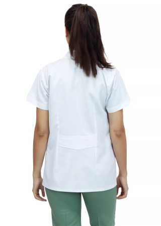 Kadın Spor Yaka Kısa Kol Beyaz Doktor Ceketi