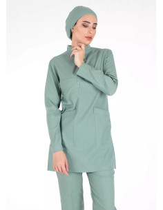 Çağla Likralı Kalın Kumaş Tesettür Hemşire Forması ve Doktor Forması Takımı 2