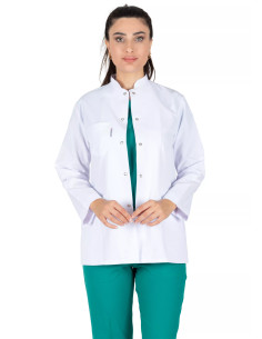 Kadın Hakim Yaka Uzun Kol Beyaz Doktor Ceketi 2