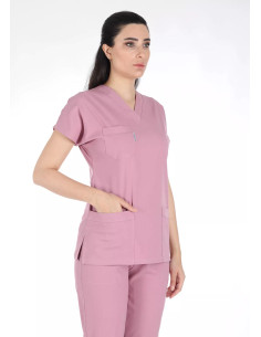 Pudra Likralı Kalın Scrubs Flex Doktor Hemşire Forması Takımı 2