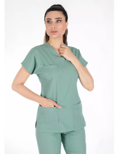 Çağla Yeşili Likralı Kalın Scrubs Flex Doktor Hemşire Forması Takımı