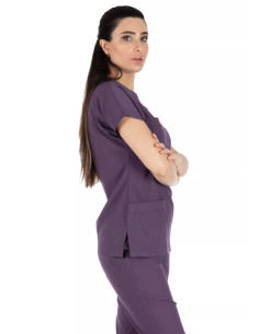 Mürdüm Likralı Kalın Scrubs Flex Doktor Hemşire Forması Takımı 2
