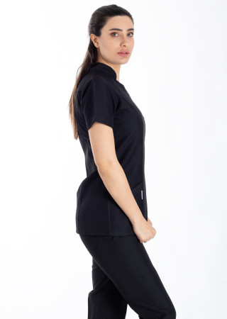 Luxe Flex Siyah Likralı Hemşire ve Doktor Forması Takımı