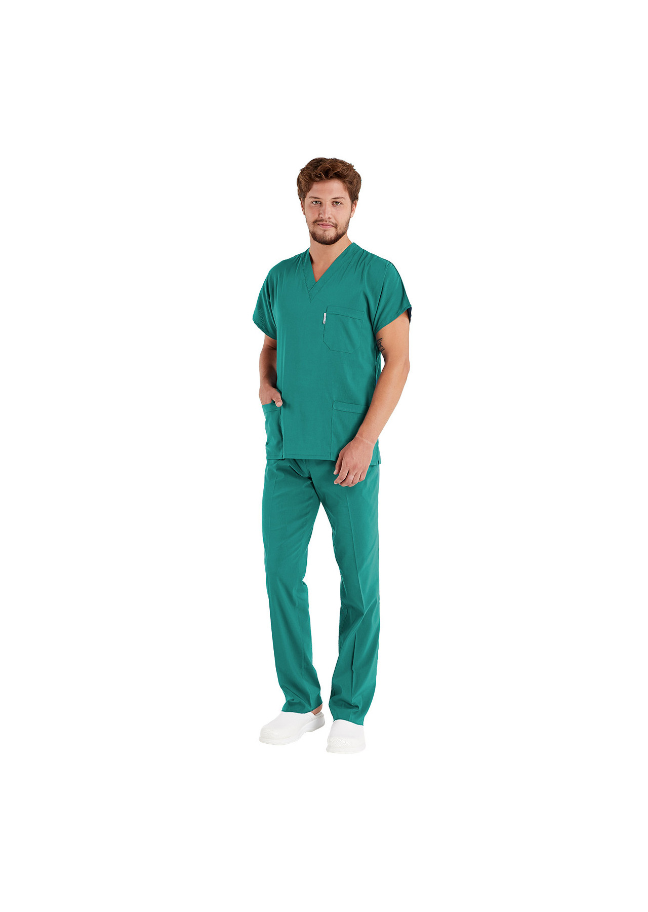 Erkek Cerrahi Yeşil Likralı İnce Scrubs Doktor Forması Takımı