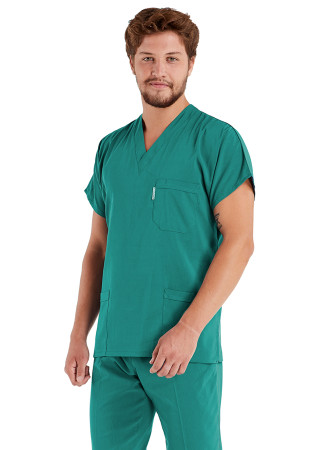 Erkek Cerrahi Yeşil Likralı İnce Scrubs Doktor Forması Takımı