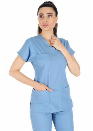 Alaskan Blue Likralı İnce Scrubs Flex Doktor Hemşire Forması Takımı