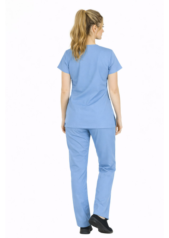 Alaskan Blue Likralı İnce Scrubs Flex Doktor Hemşire Forması Takımı