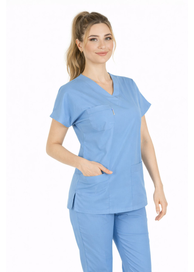 Alaskan Blue Likralı İnce Scrubs Flex Doktor Hemşire Forması Takımı