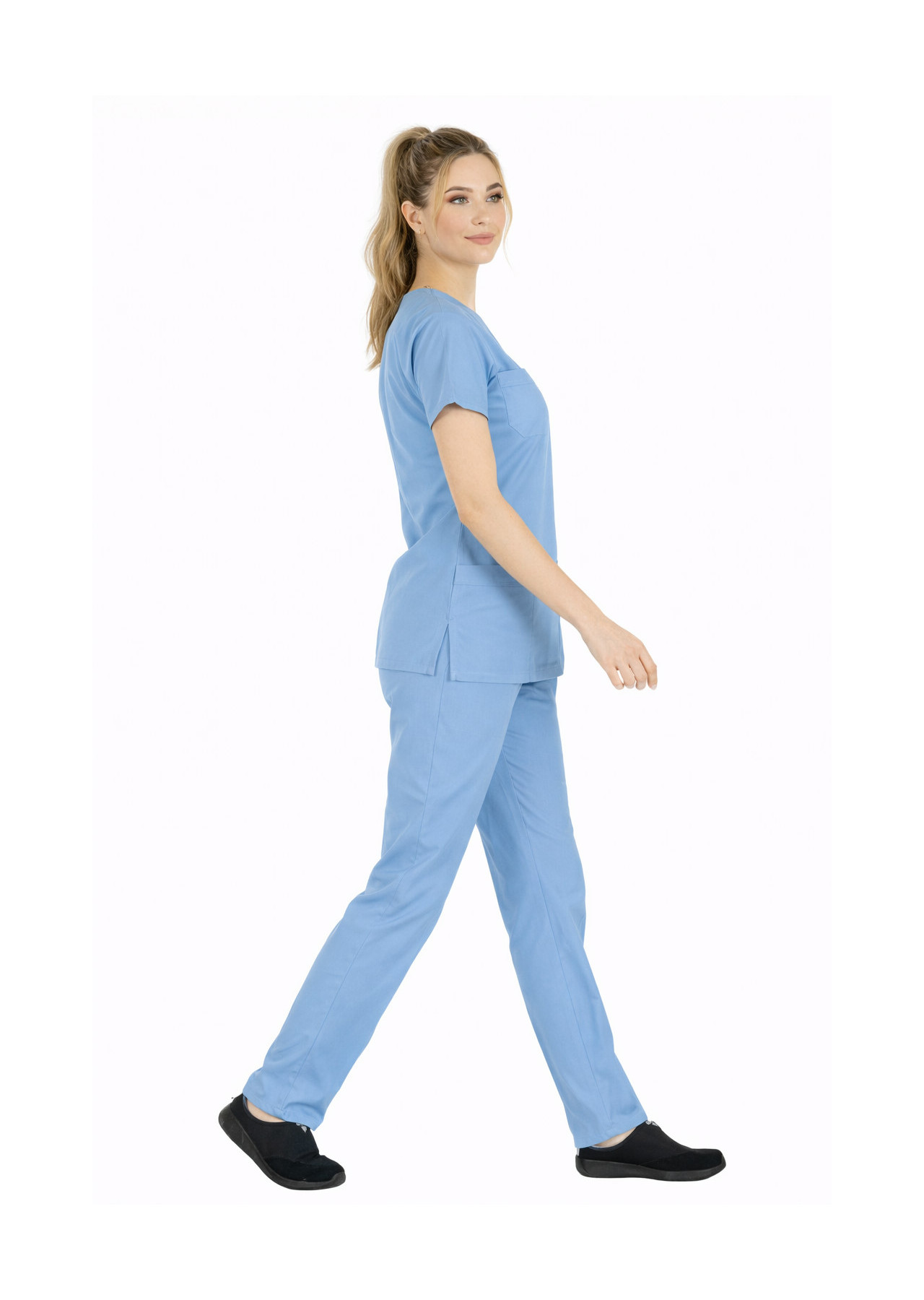 Alaskan Blue Likralı İnce Scrubs Flex Doktor Hemşire Forması Takımı