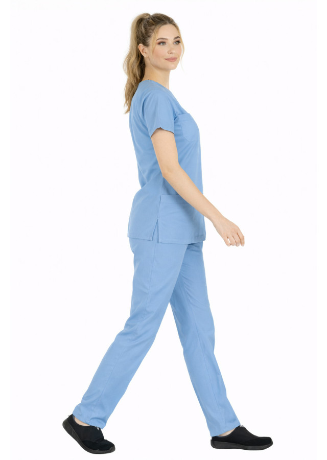 Alaskan Blue Likralı İnce Scrubs Flex Doktor Hemşire Forması Takımı