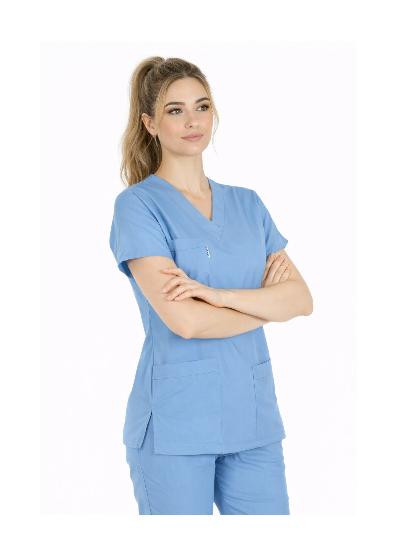 Alaskan Blue Likralı İnce Scrubs Flex Doktor Hemşire Forması Takımı