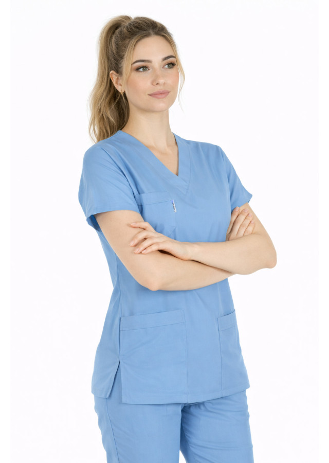 Alaskan Blue Likralı İnce Scrubs Flex Doktor Hemşire Forması Takımı