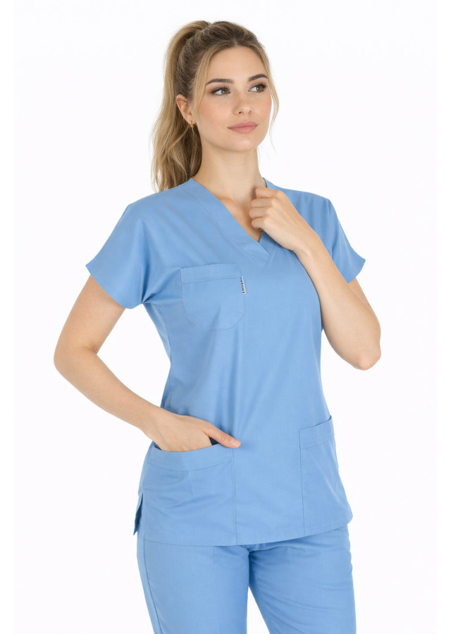 Alaskan Blue Likralı İnce Scrubs Flex Doktor Hemşire Forması Takımı