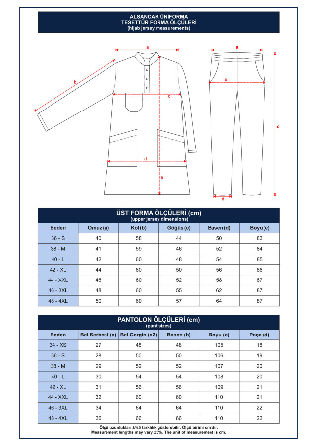 Kırmızı Likralı İnce Tesettür Hemşire ve Doktor Forması Üstü 2