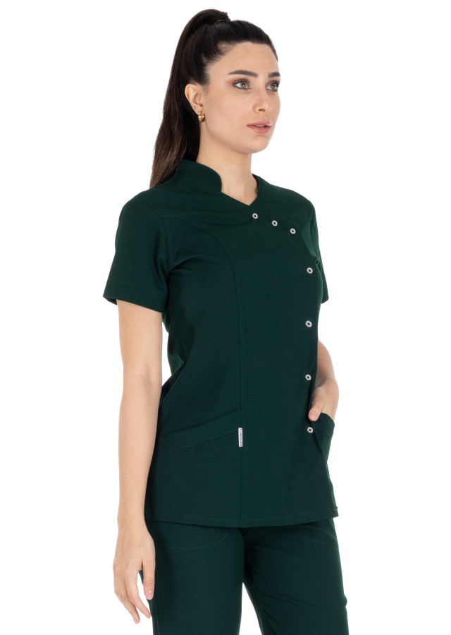 Luxe Flex Ördekbaşı Yeşili Likralı Hemşire ve Doktor Forması Takımı