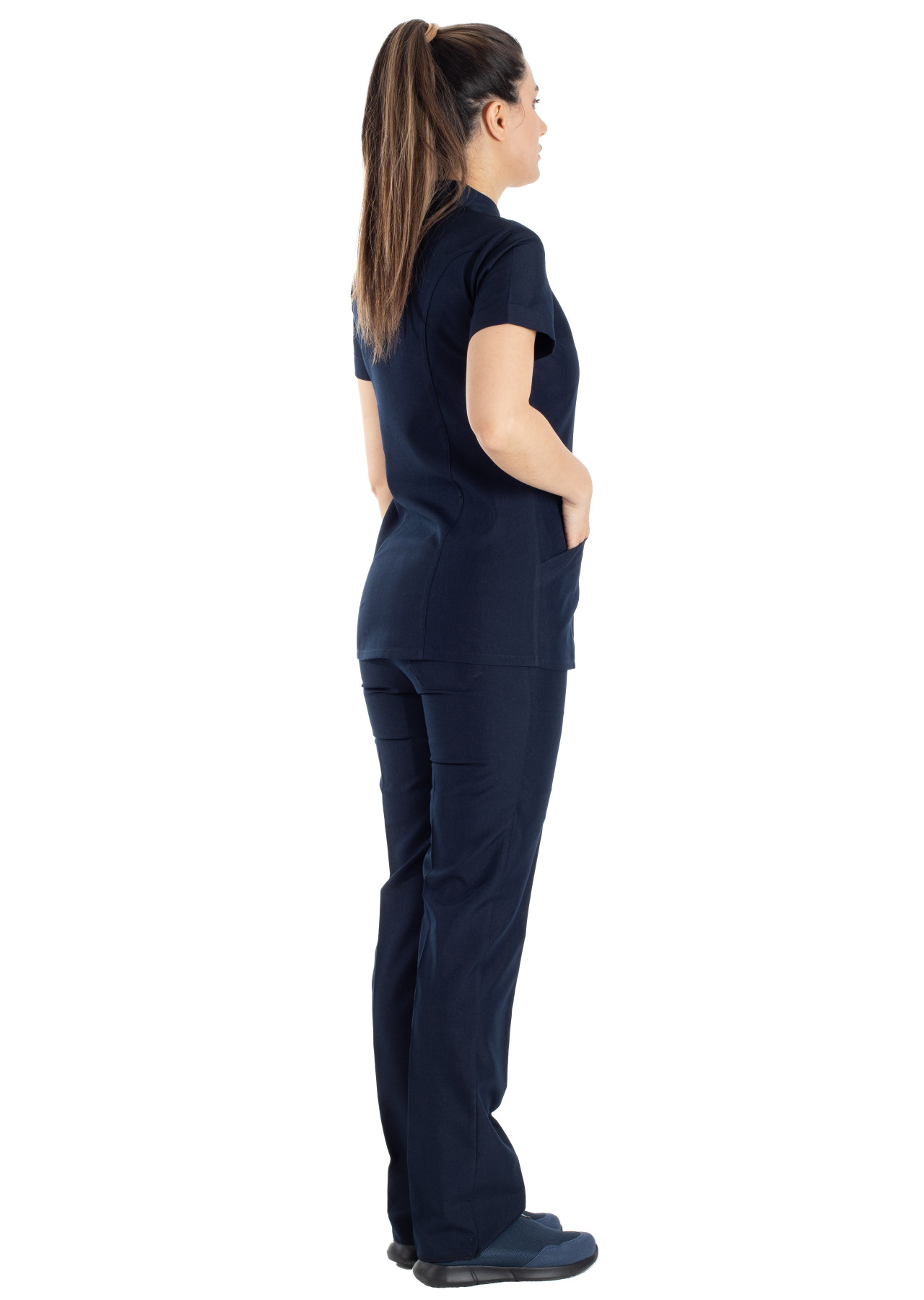 Luxe Flex Koyu Lacivert Likralı Hemşire ve Doktor Forması Takımı