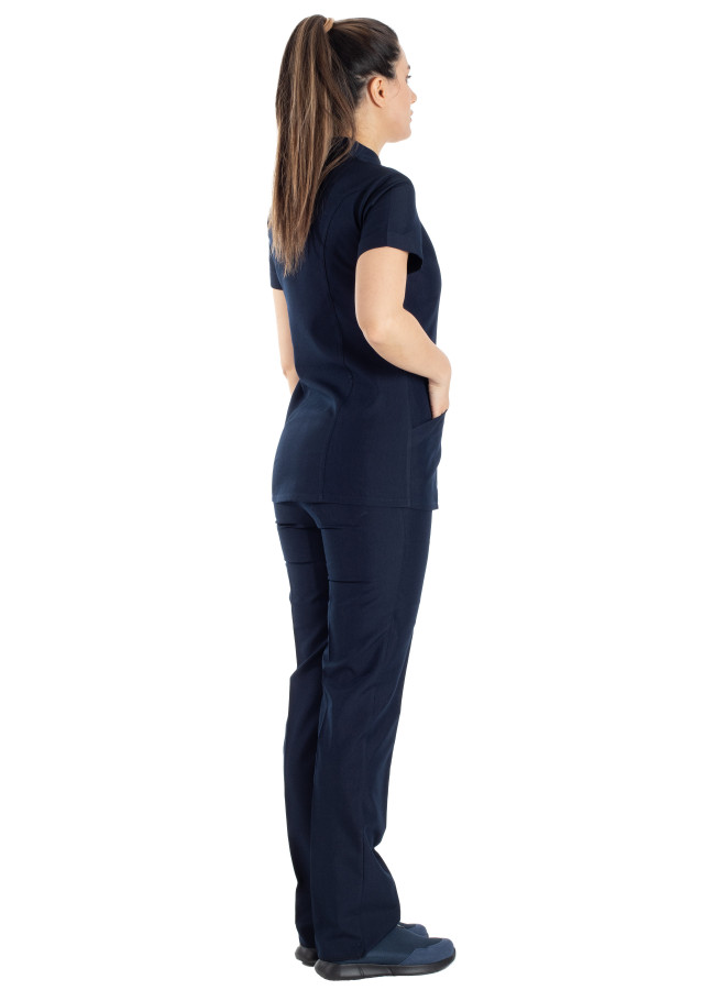 Luxe Flex Koyu Lacivert Likralı Hemşire ve Doktor Forması Takımı