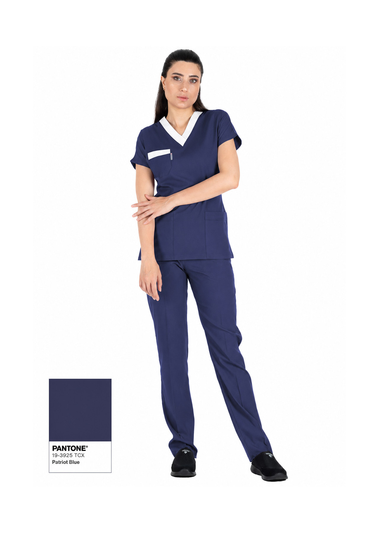 Patriot Blue Likralı İnce Scrubs Flex Sorumlu Hemşire Forması Takımı