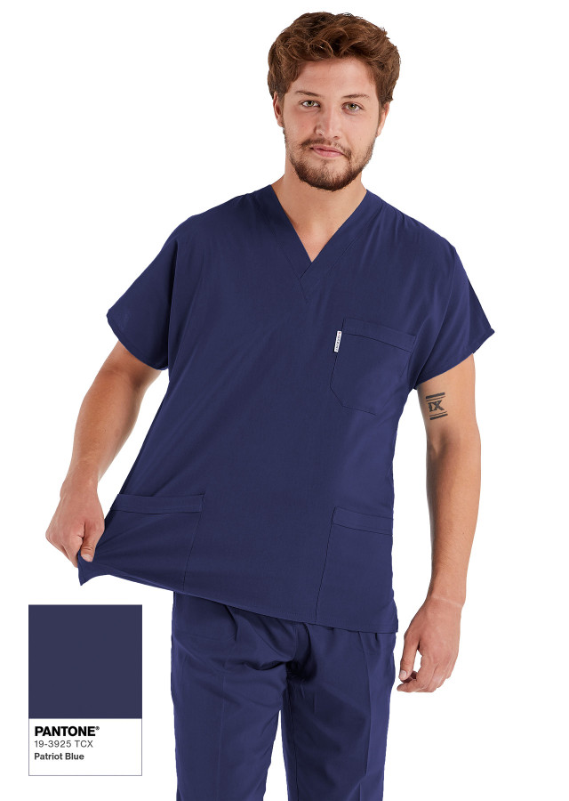 Erkek Patriot Blue Likralı İnce Scrubs Doktor Forması Takımı