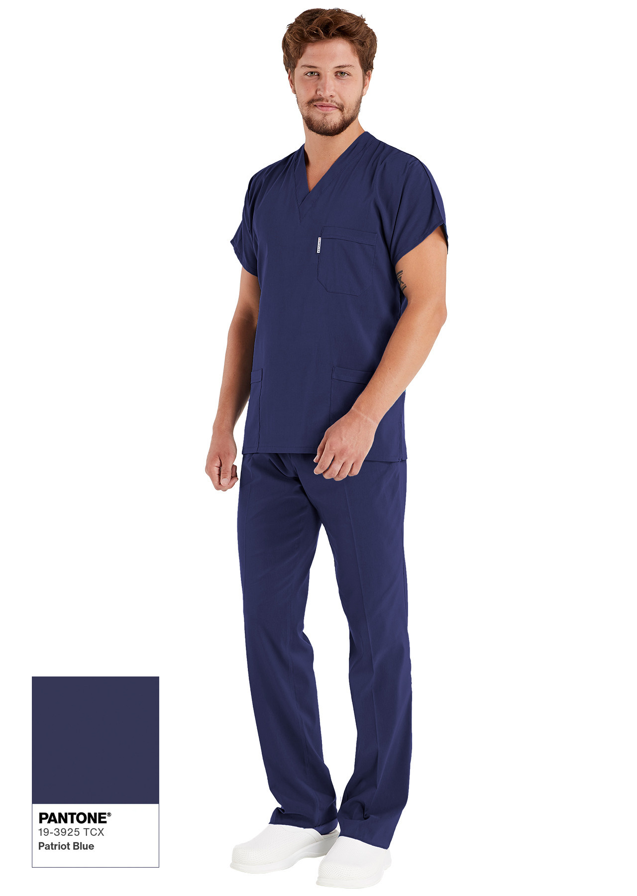 Erkek Patriot Blue Likralı İnce Scrubs Doktor Forması Takımı