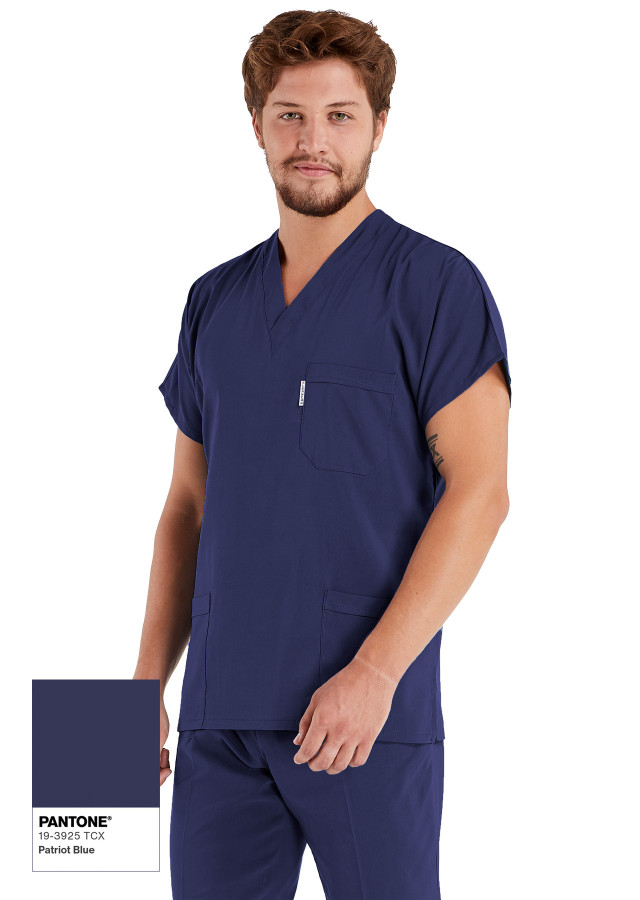 Erkek Patriot Blue Likralı İnce Scrubs Doktor Forması Takımı