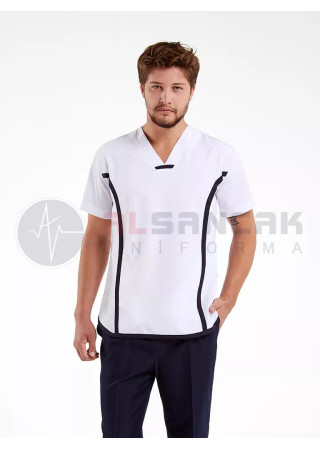 Erkek Sports Flex Beyaz Likralı İnce Doktor Forması