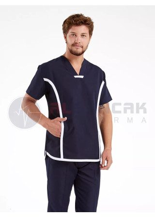 Erkek Sports Flex Lacivert Likralı Likralı İnce Doktor Forması