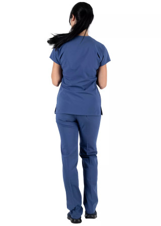 Fırtına Mavi Likralı İnce Scrubs Flex Doktor Hemşire Forması Takımı