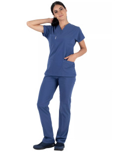 Fırtına Mavi Likralı İnce Scrubs Flex Doktor Hemşire Forması Takımı 2