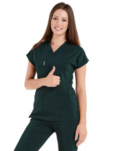 Ördekbaşı Yeşili Likralı İnce Scrubs Flex Doktor Hemşire Forması Takımı 2