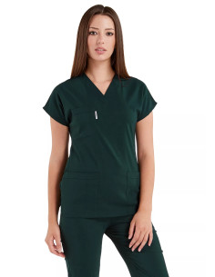 Ördekbaşı Yeşili Likralı İnce Scrubs Flex Doktor Hemşire Forması Takımı