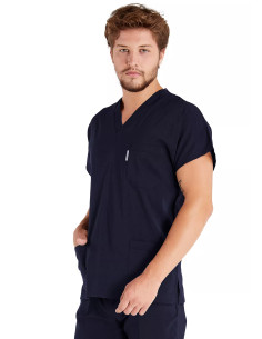 Erkek Lacivert Likralı İnce Scrubs Doktor Forması Takımı