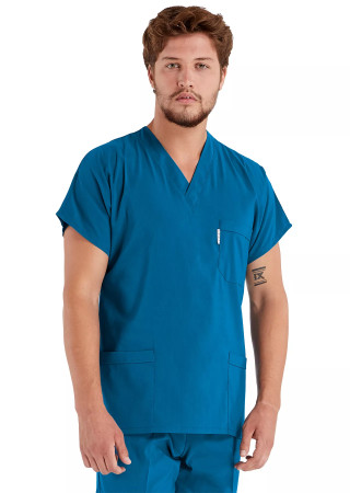 Erkek Petrol Yeşili Likralı İnce Scrubs Doktor Forması Takımı