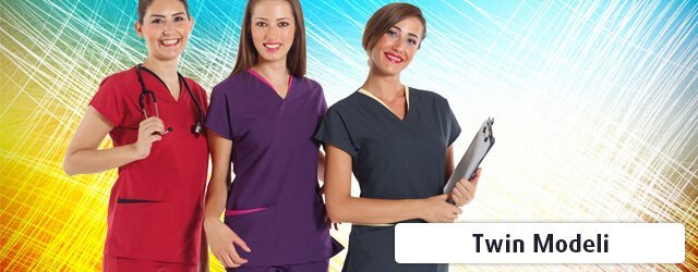 Twin Model Likralı Doktor Hemşire Forması Renkleri