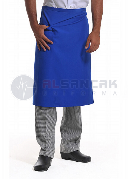 Yarım Boy - Saks Mavi Mutfak Önlüğü (dokuma kumaş)